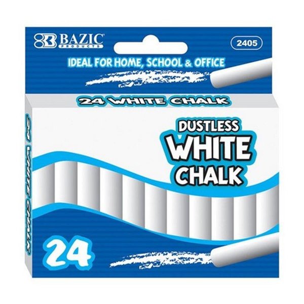 Bazic Products Bazic 2405  Dustless White Chalk (24/Box) Box of 24 2405